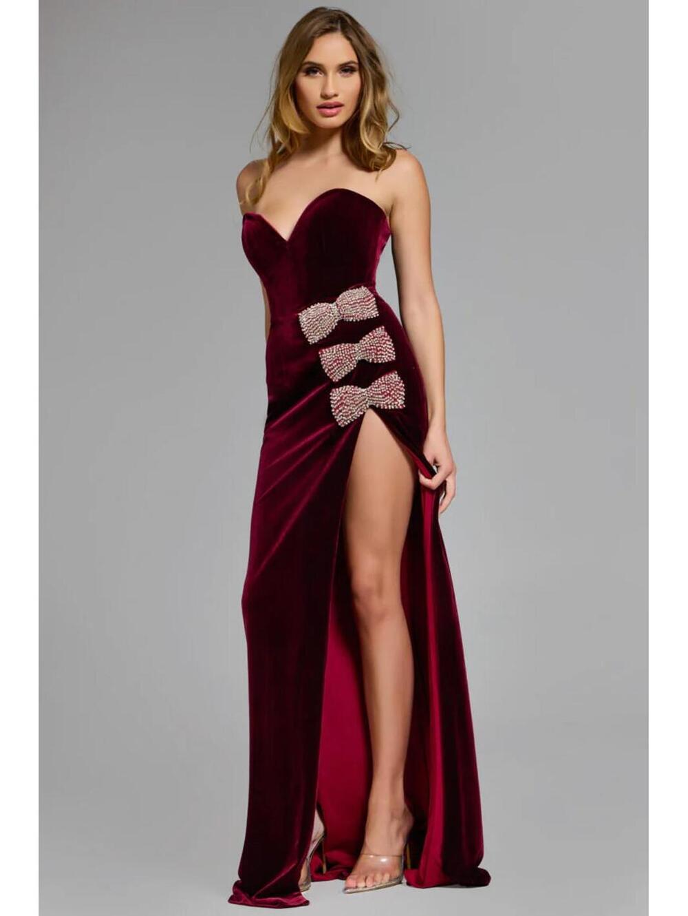 NWT Jovani 42665A Burgundy Strapless Gown Size 8 Formal Prom Dress w/ Straps - Picture 2 of 9
